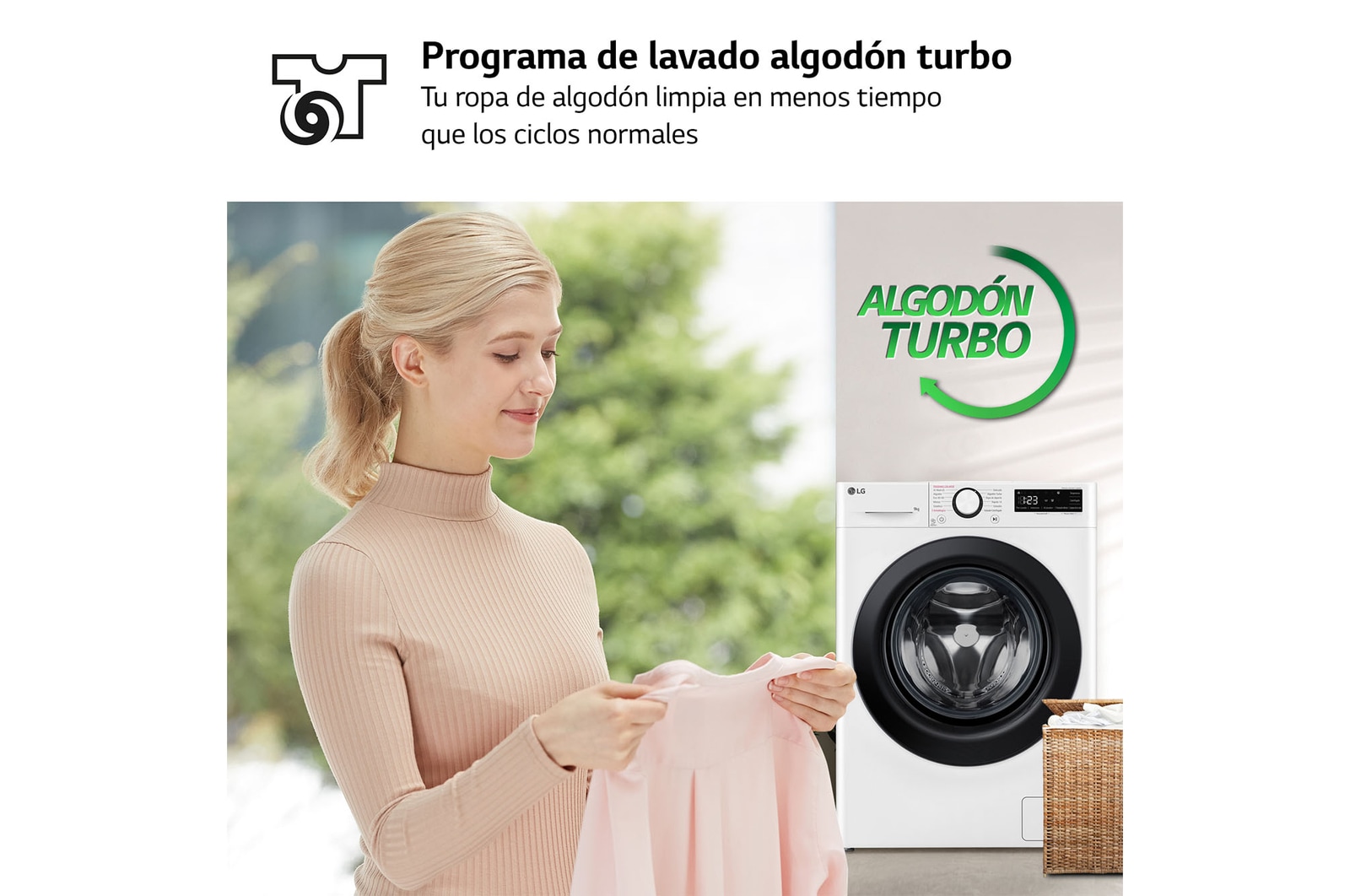 LG Lavadora inteligente AI Direct Drive, Vapor, 9kg , 1400rpm Un 10% más eficiente que A, Serie 500, F4WR5009A6W.OBSEXC