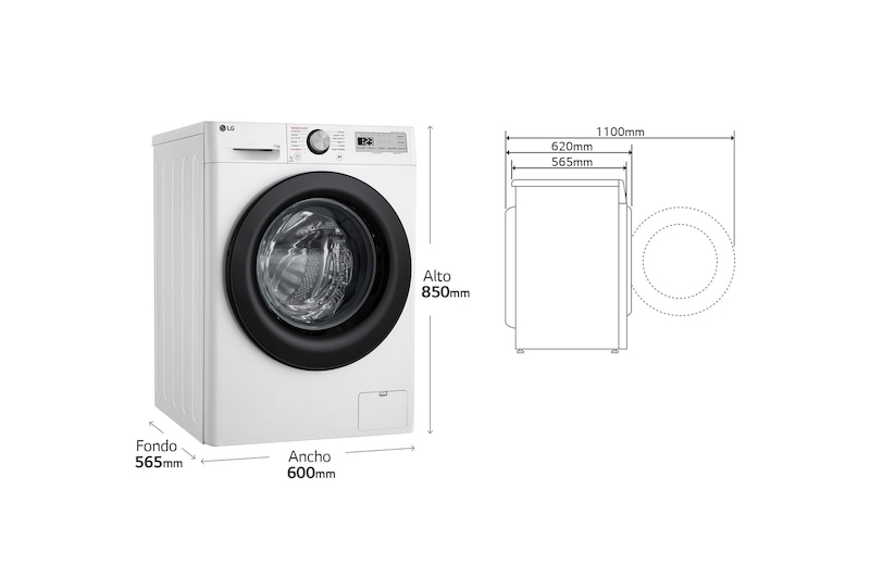 LG Lavadora inteligente AI Direct Drive,  Vapor,  11kg ,  1400rpm Un 10% más eficiente que A, Serie 500, F4WR5011A6F