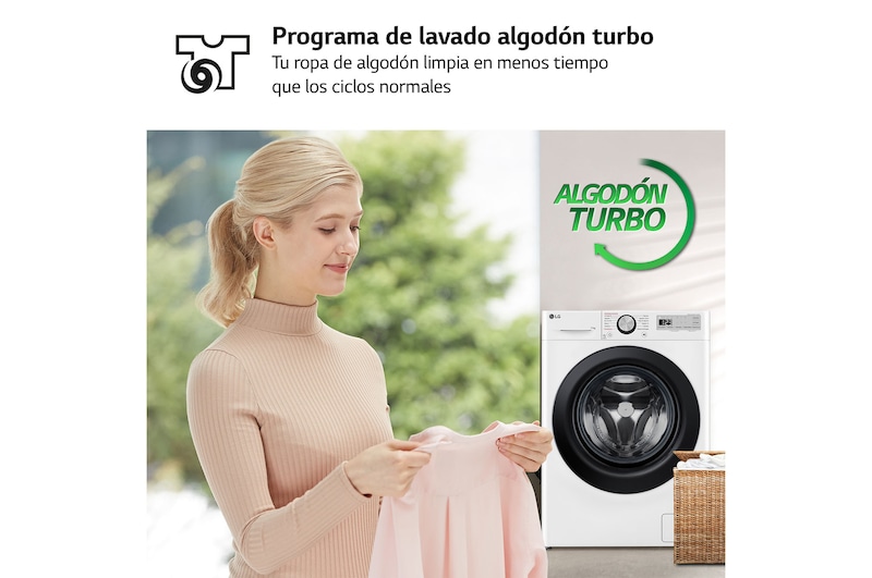 LG Lavadora inteligente AI Direct Drive,  Vapor,  11kg ,  1400rpm Un 10% más eficiente que A, Serie 500, F4WR5011A6F