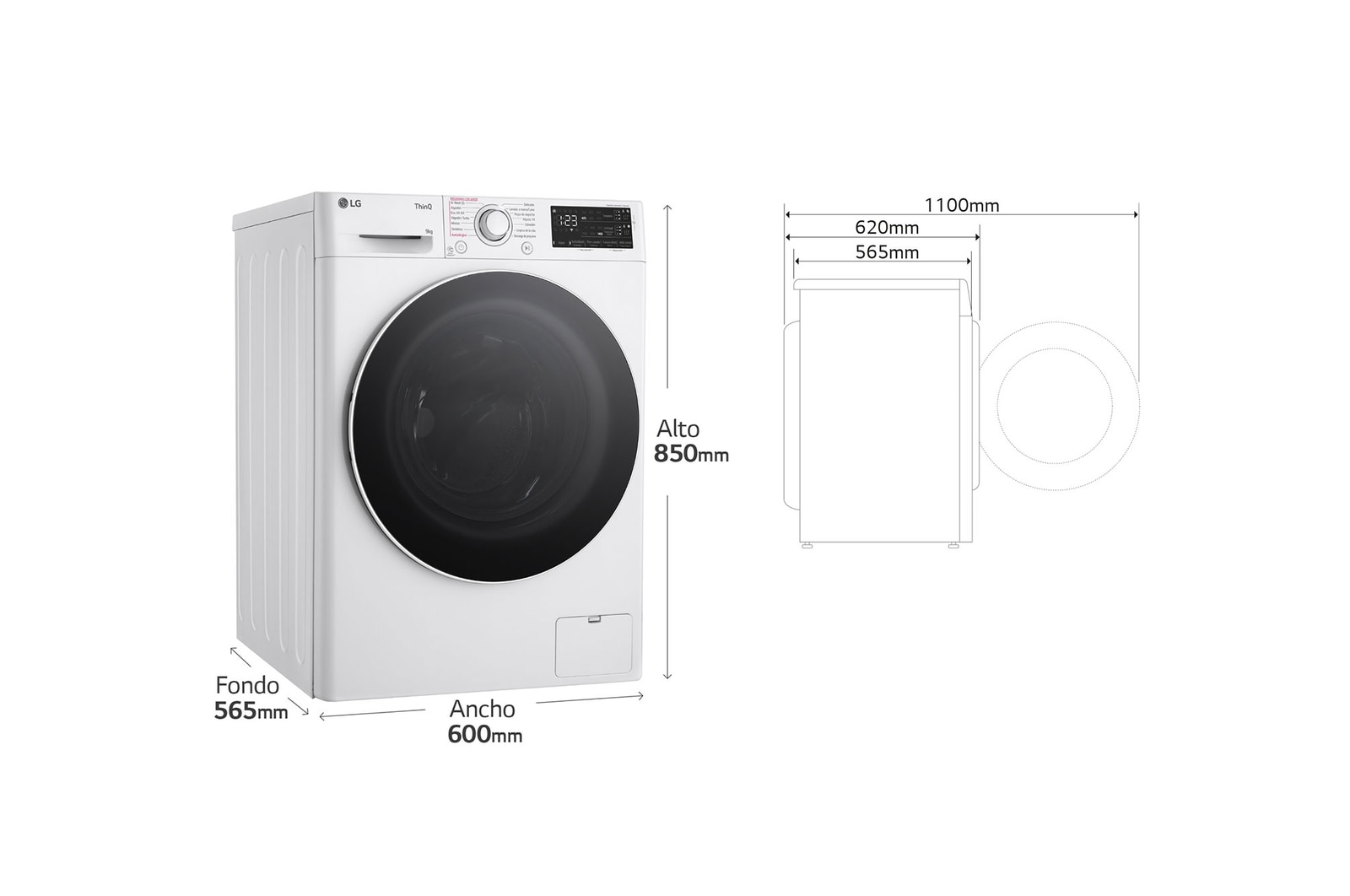LG Lavadora inteligente AI Direct Drive. Vapor, Autodosificación,  9kg ,  1400rpm Un 10% más eficiente que A, Serie 550, F4WR5509A0W