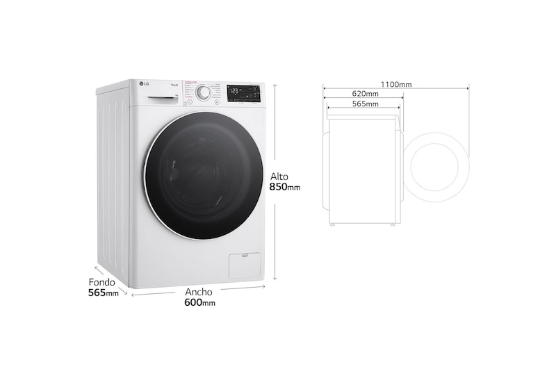 LG Lavadora inteligente AI Direct Drive. Vapor, Autodosificación,  9kg ,  1400rpm Un 10% más eficiente que A, Serie 550, F4WR5509A0W