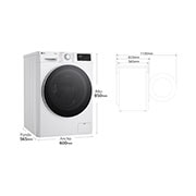 LG Lavadora inteligente AI Direct Drive. Vapor, Autodosificación,  9kg ,  1400rpm Un 10% más eficiente que A, Serie 550, F4WR5509A0W