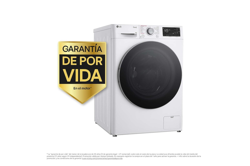 LG Outlet Lavadora inteligente AI Direct Drive. Vapor, Autodosificación, 9kg , 1400rpm Un 10% más eficiente que A, Serie 550, F4WR5509A1W.OUTLET