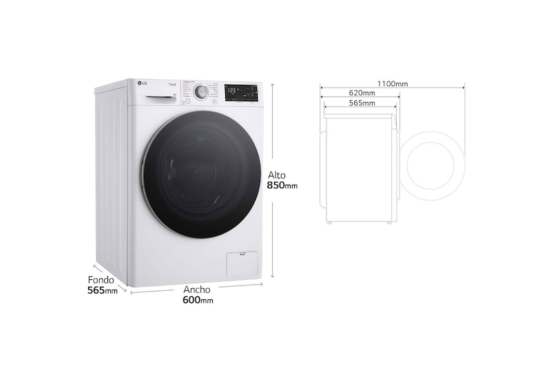 LG Outlet Lavadora inteligente AI Direct Drive. Vapor, Autodosificación, 9kg , 1400rpm Un 10% más eficiente que A, Serie 550, F4WR5509A1W.OUTLET
