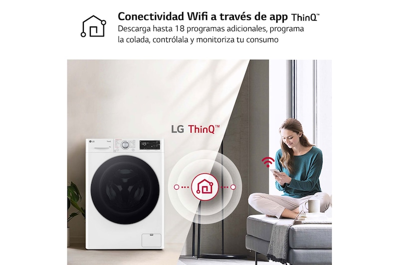 LG Outlet Lavadora inteligente AI Direct Drive. Vapor, Autodosificación, 9kg , 1400rpm Un 10% más eficiente que A, Serie 550, F4WR5509A1W.OUTLET