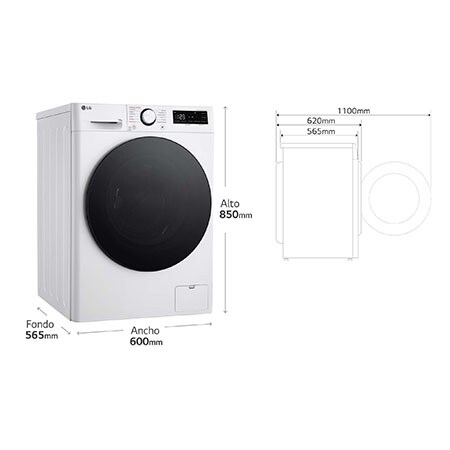 LG Lavadora 10kg , 1400rpm, Un 10% más eficiente que A, TurboWash 360º- Steam, F4WR6010AGW.ABWQWES