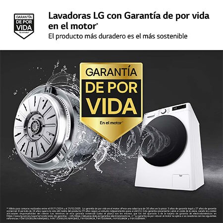 LG Lavadora 10kg , 1400rpm, Un 10% más eficiente que A, TurboWash 360º- Steam, F4WR6010AGW.ABWQWES