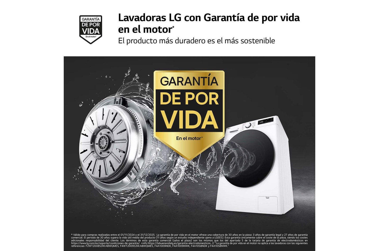 LG Lavadora 10kg , 1400rpm, Un 10% más eficiente que A, TurboWash 360º- Steam, F4WR6010AGW.OBSEXC