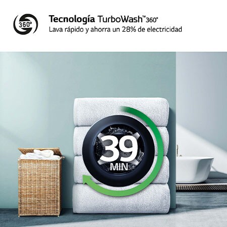 LG Lavadora 10kg , 1400rpm, Un 10% más eficiente que A, TurboWash 360º- Steam, F4WR6010AGW.ABWQWES
