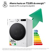 LG Lavadora inteligente AI Direct Drive. TurboWash 360º, Vapor, 13kg , 1400rpm Un 10% más eficiente que A, Serie 600, F4WR6013AGW
