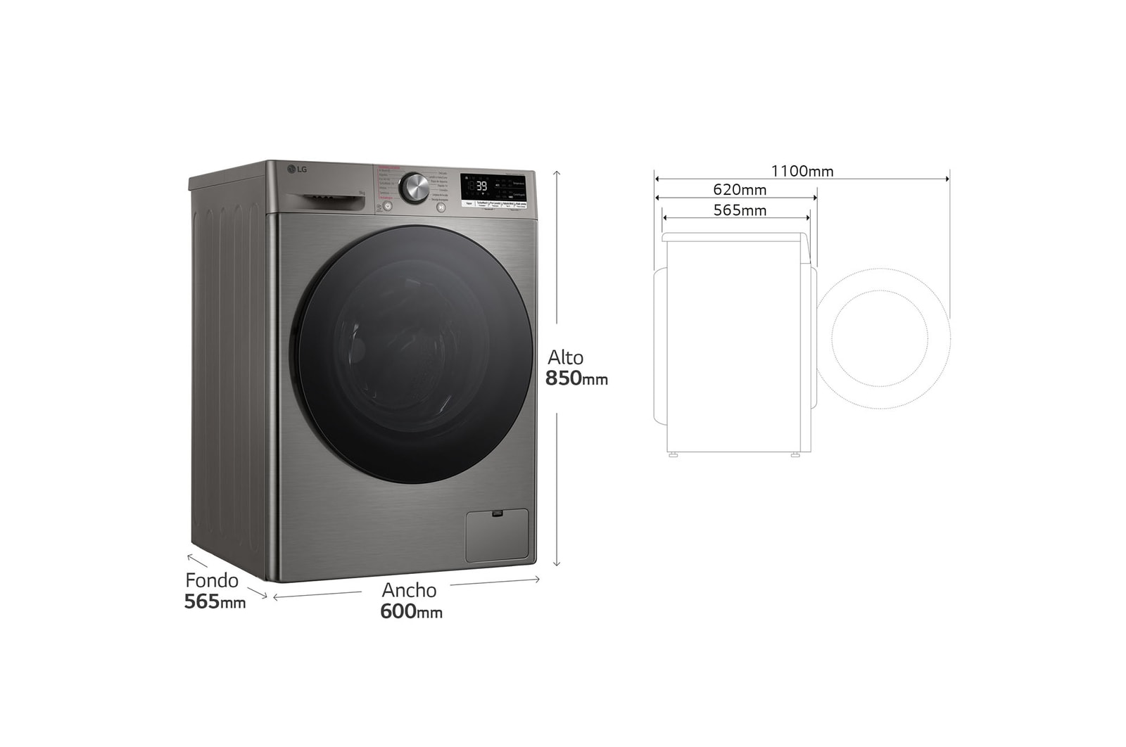 LG Lavadora inteligente AI Direct Drive. TurboWash 360º, Vapor+, 9kg , 1400rpm Un 10% más eficiente que A, Serie 700, F4WR7009AGS.OBSEXC