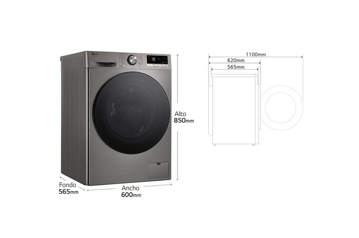 LG Lavadora inteligente AI Direct Drive. TurboWash 360º, Vapor+, 9kg , 1400rpm Un 10% más eficiente que A, Serie 700, F4WR7009AGS.OBSEXC