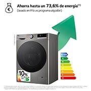 LG Lavadora inteligente AI Direct Drive. TurboWash 360º, Vapor+, 9kg , 1400rpm Un 10% más eficiente que A, Serie 700, F4WR7009AGS.OBSEXC