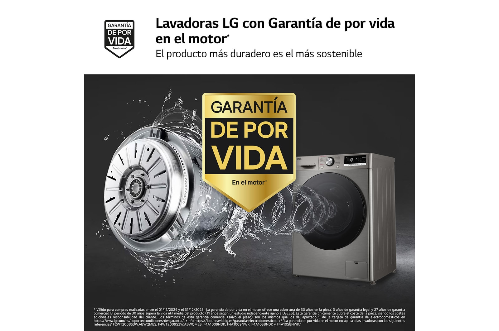 LG Lavadora inteligente AI Direct Drive. TurboWash 360º, Vapor+, 9kg , 1400rpm Un 10% más eficiente que A, Serie 700, F4WR7009AGS.OBSEXC