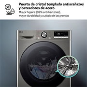 LG Lavadora inteligente AI Direct Drive. TurboWash 360º, Vapor+, 9kg , 1400rpm Un 10% más eficiente que A, Serie 700, F4WR7009AGS.OBSEXC