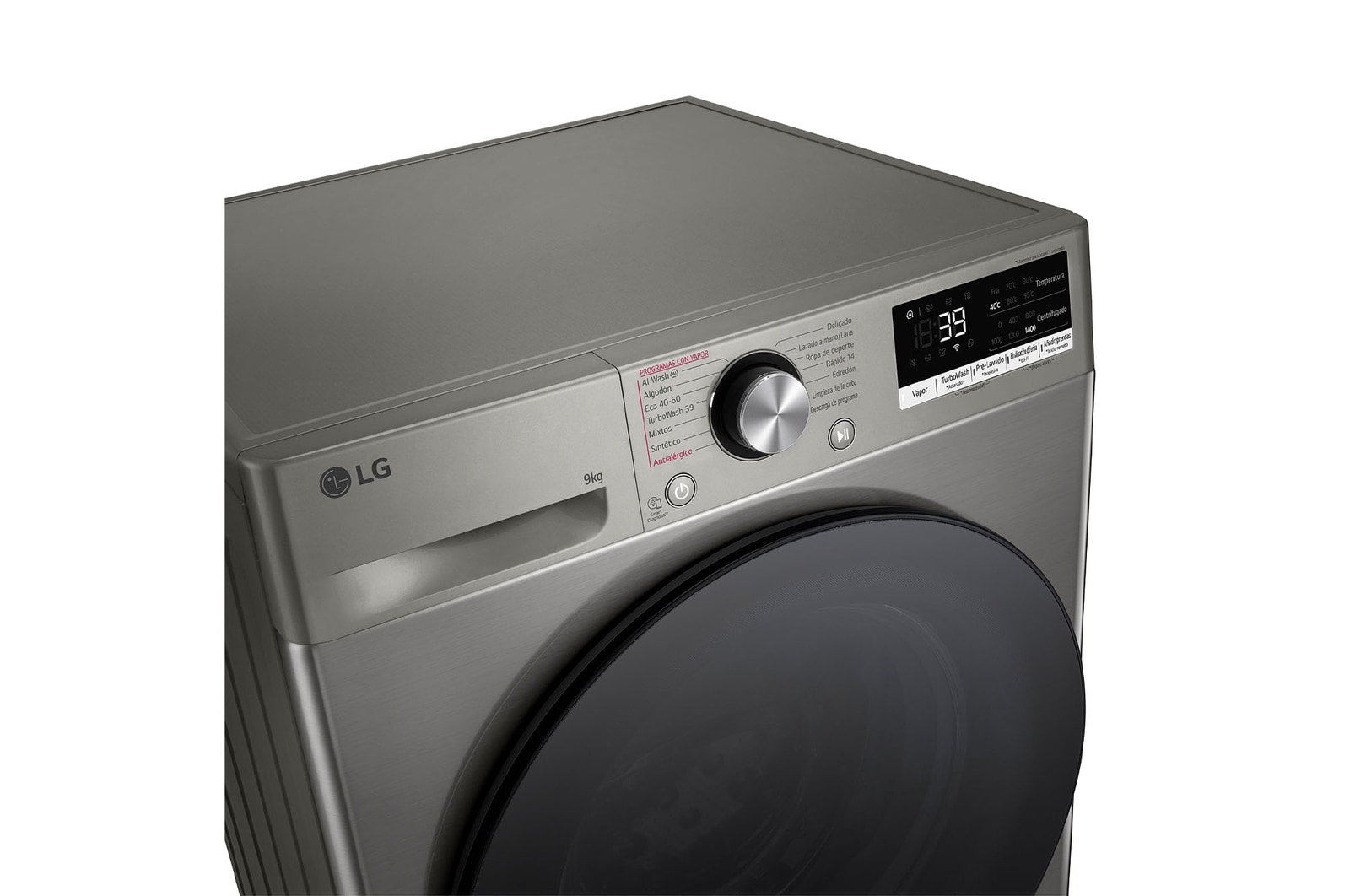 LG Lavadora inteligente AI Direct Drive. TurboWash 360º, Vapor+, 9kg , 1400rpm Un 10% más eficiente que A, Serie 700, F4WR7009AGS.OBSEXC