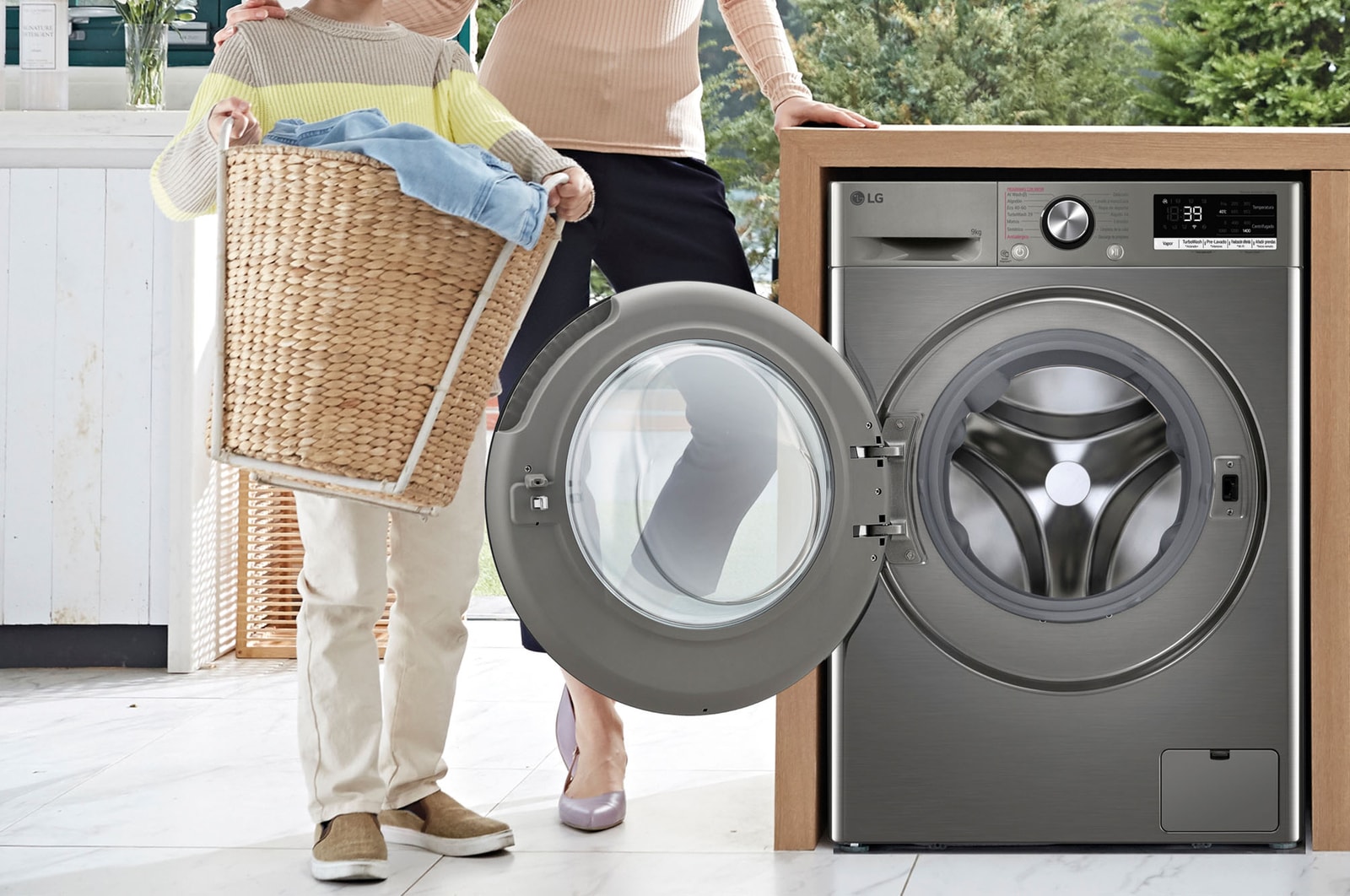 LG Lavadora inteligente AI Direct Drive. TurboWash 360º, Vapor+, 9kg , 1400rpm Un 10% más eficiente que A, Serie 700, F4WR7009AGS.OBSEXC