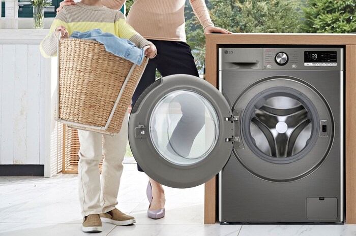 LG Lavadora inteligente AI Direct Drive. TurboWash 360º, Vapor+, 9kg , 1400rpm Un 10% más eficiente que A, Serie 700, F4WR7009AGS.OBSEXC