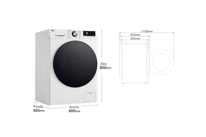 LG Lavadora inteligente AI Direct Drive. TurboWash 360º, Vapor+, 9kg , 1400rpm Un 10% más eficiente que A, Serie 700, F4WR7009AGW