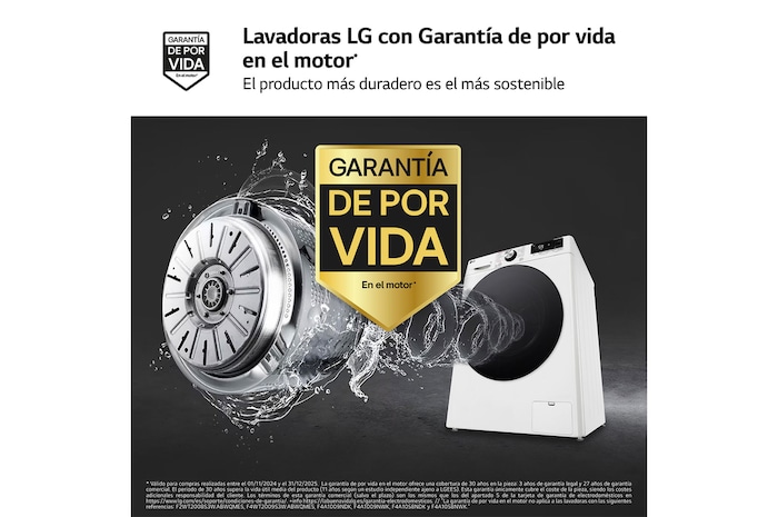 LG Lavadora inteligente AI Direct Drive. TurboWash 360º, Vapor+, 9kg , 1400rpm Un 10% más eficiente que A, Serie 700, F4WR7009AGW