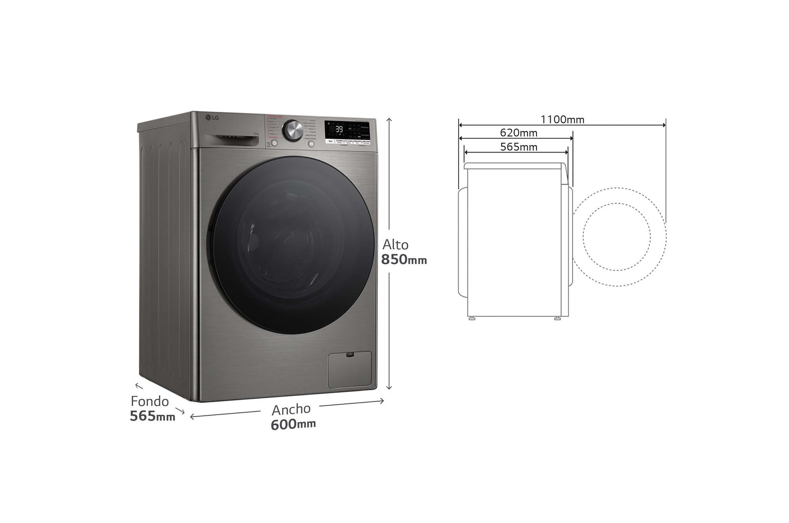 LG Lavadora inteligente AI Direct Drive. TurboWash 360º, Vapor+,  10kg ,  1400rpm Un 10% más eficiente que A, Serie 700, F4WR7010AGS