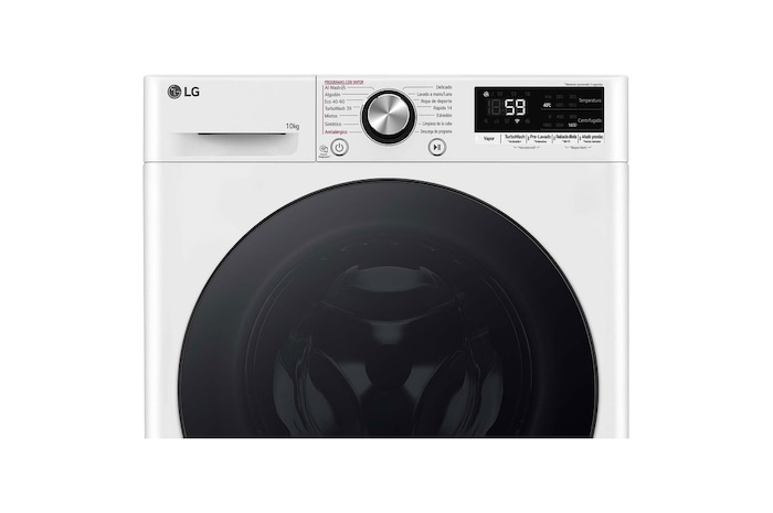 LG Lavadora 10kg , 1400rpm Un 10% más eficiente que A, TurboWash 360º- Steam +, F4WR7010AGW.ABWQWES