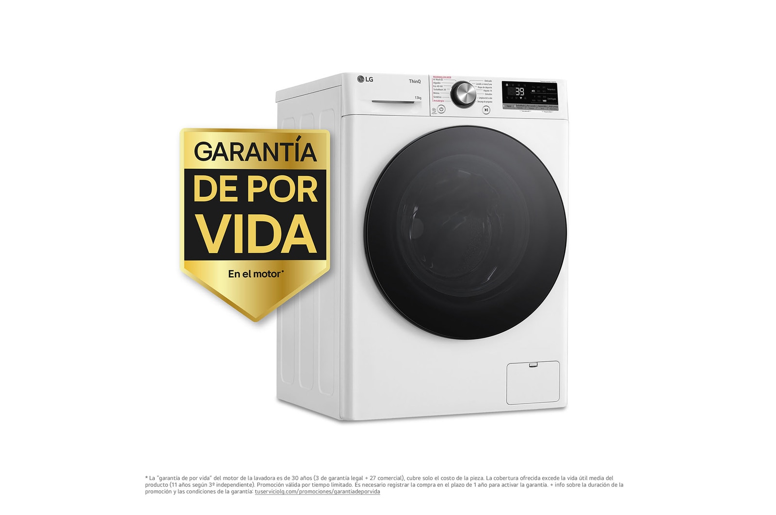LG Outlet Lavadora inteligente AI Direct Drive. TurboWash 360º, Vapor+, 13kg , 1400rpm.Un 20% más eficiente que A, Serie 700, F4WR7013AGW.OUTLET