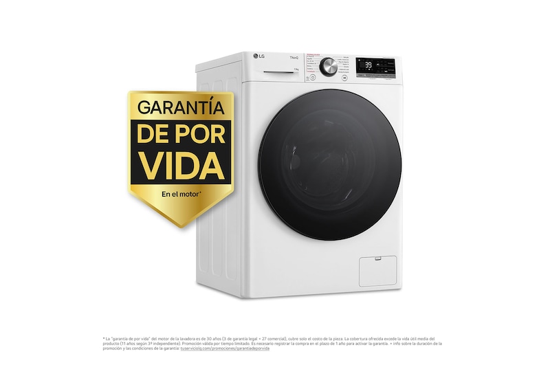 LG Outlet Lavadora inteligente AI Direct Drive. TurboWash 360º, Vapor+, 13kg , 1400rpm.Un 20% más eficiente que A, Serie 700, F4WR7013AGW.OUTLET
