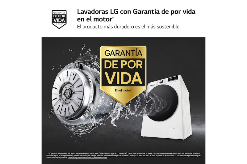 LG Outlet Lavadora inteligente AI Direct Drive. TurboWash 360º, Vapor+, 13kg , 1400rpm.Un 20% más eficiente que A, Serie 700, F4WR7013AGW.OUTLET
