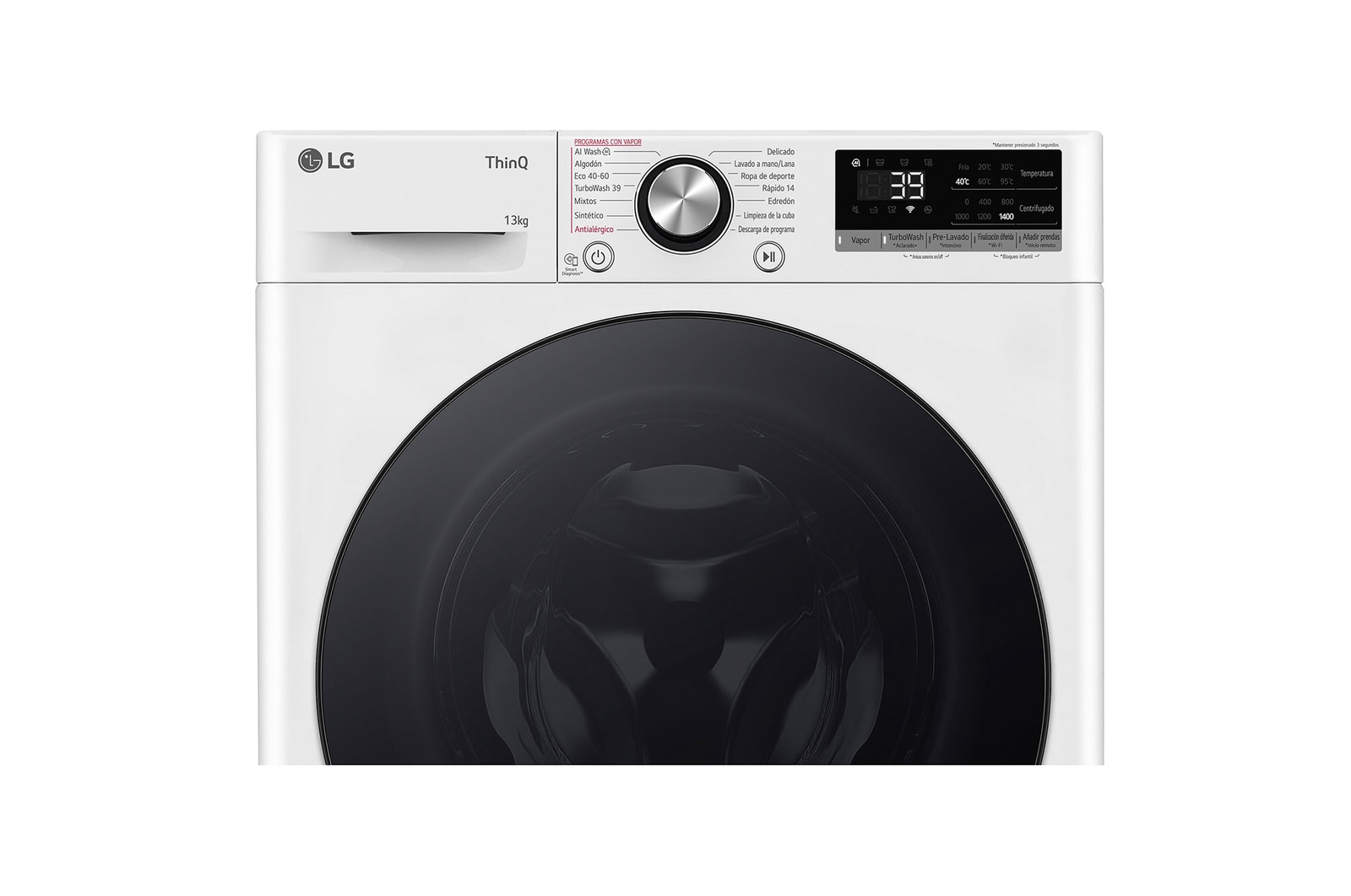 LG Outlet Lavadora inteligente AI Direct Drive. TurboWash 360º, Vapor, 13kg , 1400rpm Un 20% más eficiente que A, Serie 600, F4WR6013AGW.OUTLET