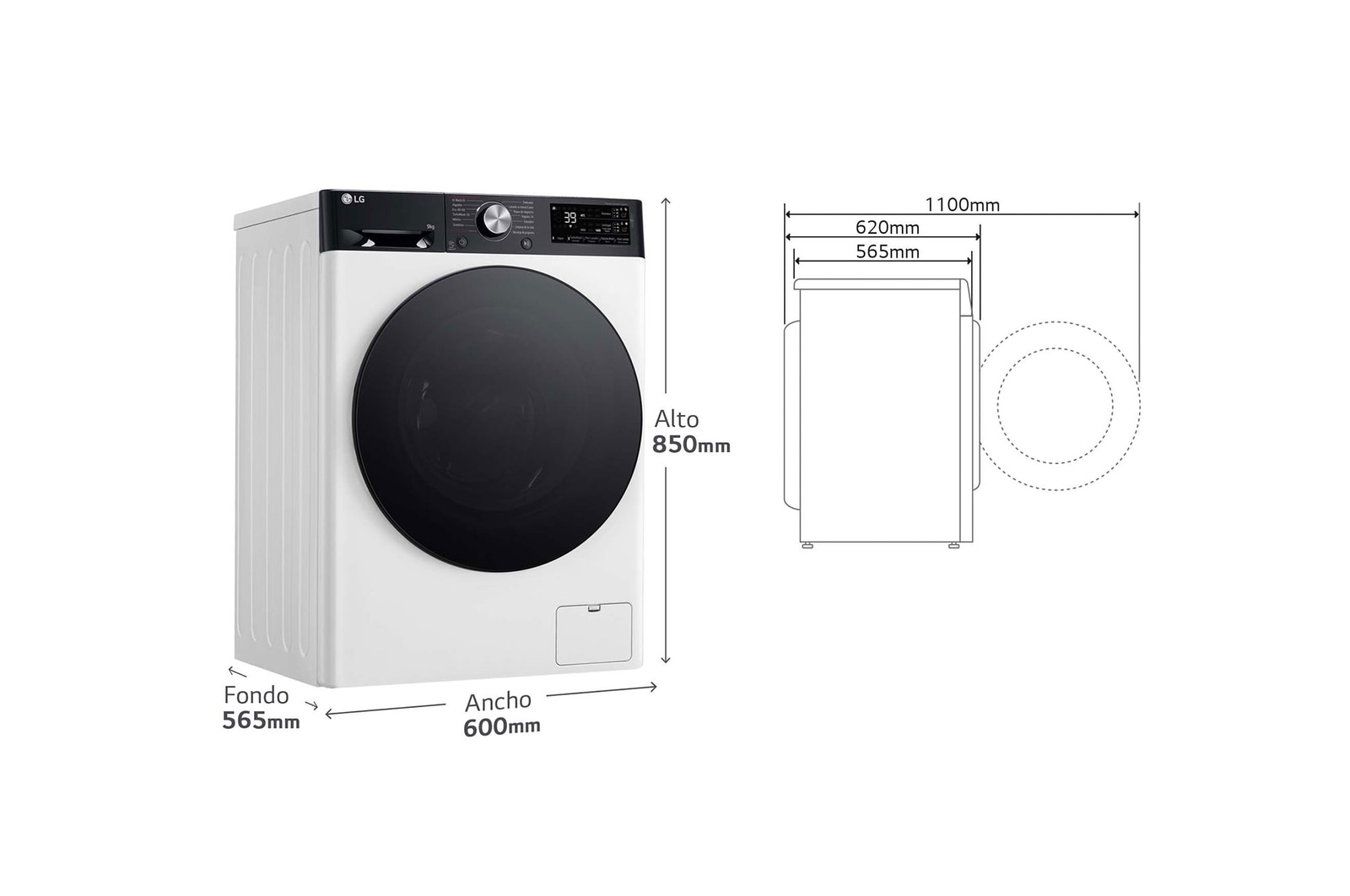 LG Lavadora 9kg   1400rpm , Un 10% más eficiente que A, TurboWash 360º- Dosificador automático detergente, F4WR7509AGH