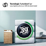 LG Lavadora 9kg   1400rpm , Un 10% más eficiente que A, TurboWash 360º- Dosificador automático detergente, F4WR7509AGH