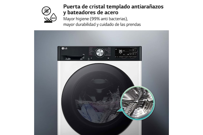 LG Lavadora 9kg   1400rpm , Un 10% más eficiente que A, TurboWash 360º- Dosificador automático detergente, F4WR7509AGH