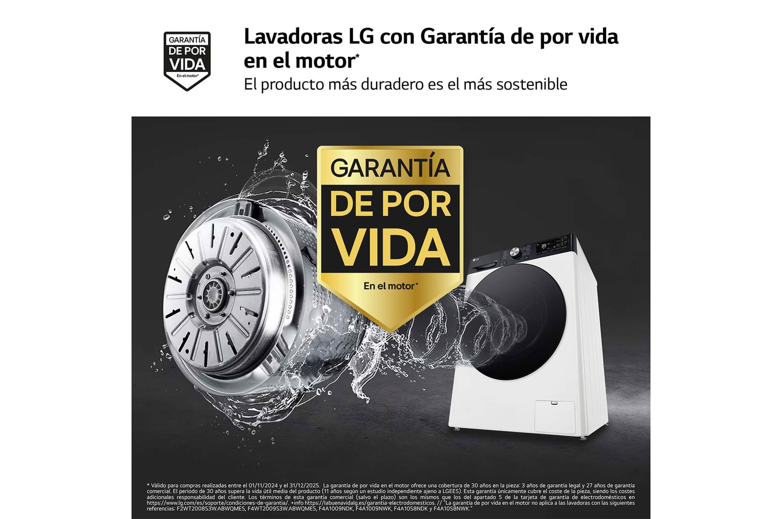 LG Lavadora 11kg ,  1400rpm  Un 10% más eficiente que A, TurboWash 360º-  Dosificador automático detergente, F4WR7511AGH