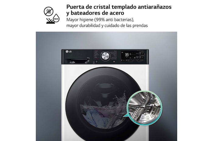 LG Lavadora 11kg ,  1400rpm  Un 10% más eficiente que A, TurboWash 360º-  Dosificador automático detergente, F4WR7511AGH