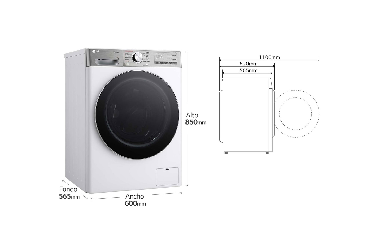 LG 9 kg Lavadora Blanca AI DD™ Vapor+, F4WR9009A2W