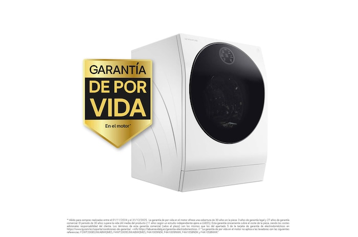 LG Lavasecadora LG SIGNATURE  con bomba de calor, Clase A lavado/A secado, 12kg lavado/7kg secado, 1.600 rpm, Blanca, LSWD100E