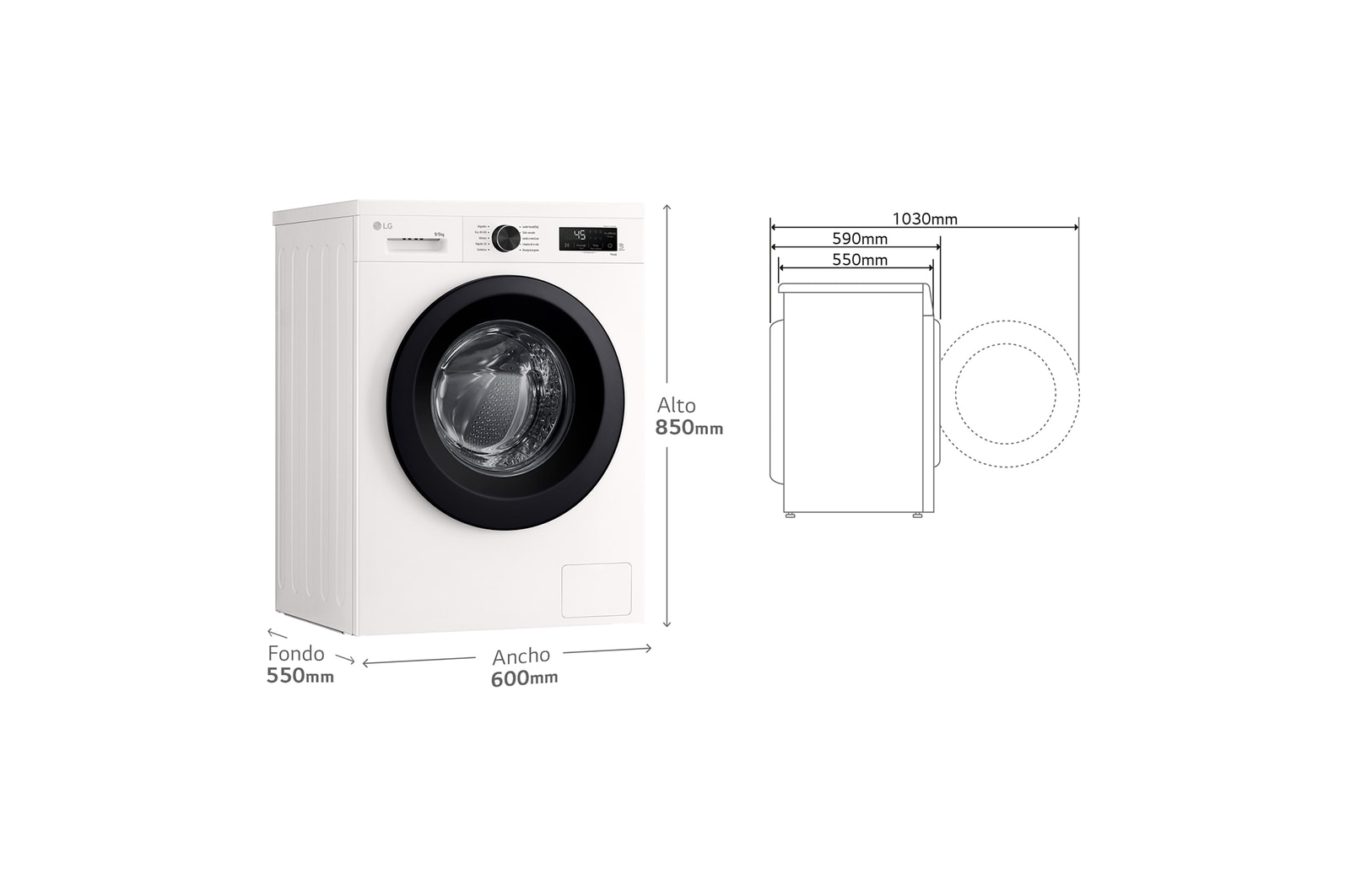 LG Lavasecadora Inverter | LG W4X1095NWK, Direct Drive, 6 Motion, 9/5kg, 1400rpm, Serie 140, Clasificación A (Lavado) / E (Secado), Blanca, W4X1095NWK