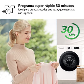 LG Lavasecadora Inverter | LG W4X1095NWK, Direct Drive, 6 Motion, 9/5kg, 1400rpm, Serie 140, Clasificación A (Lavado) / E (Secado), Blanca, W4X1095NWK