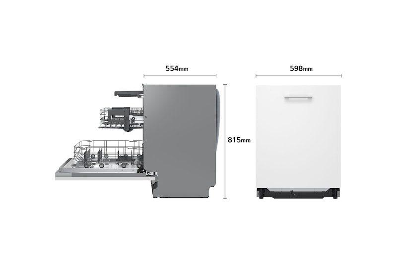 LG Outlet Lavavajillas Integrable, LG QuadWashᵀᴹ Steam, A, con lavado a vapor y tercera bandeja, DB375TXS.OUTLET