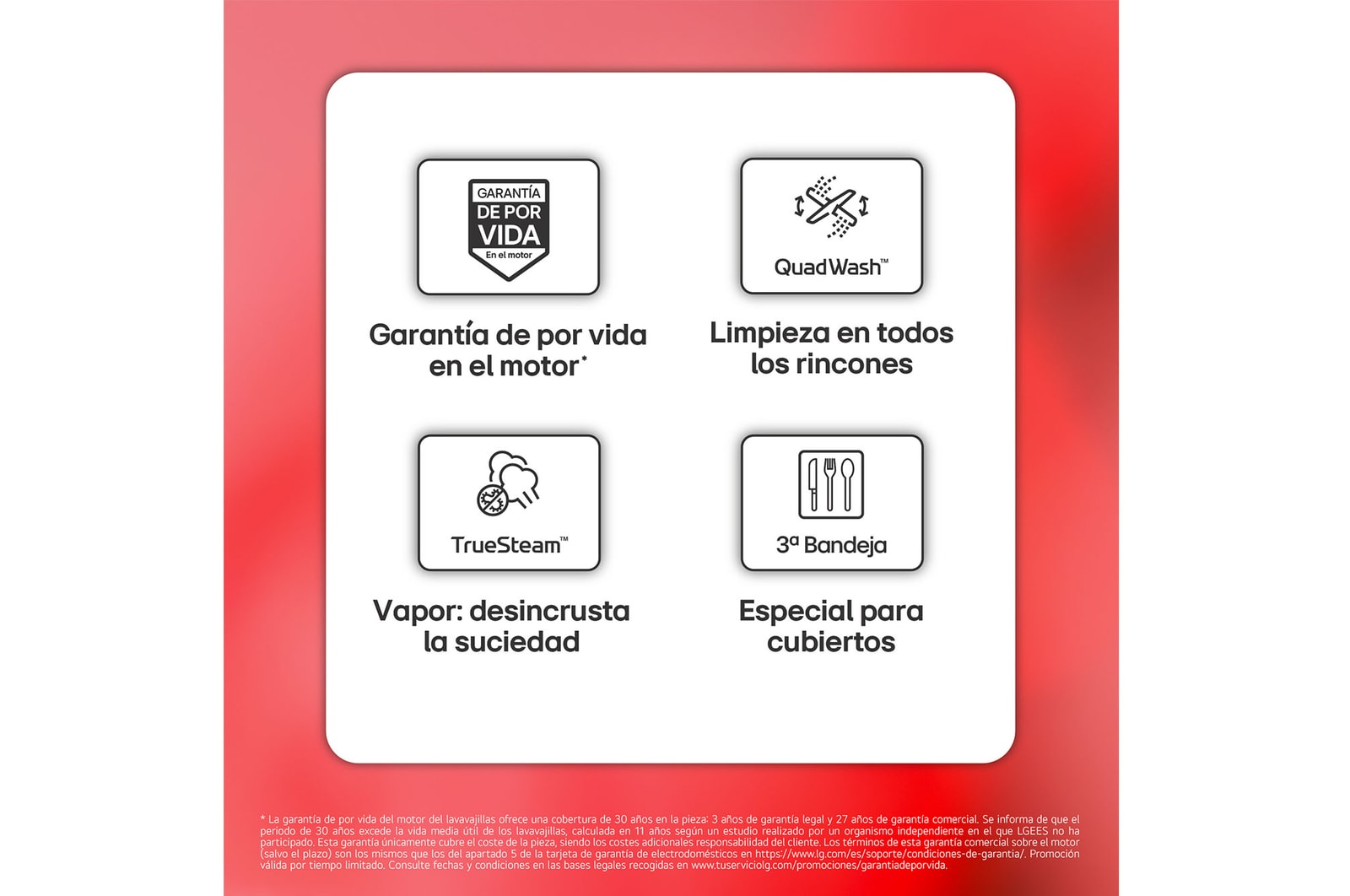 LG Outlet Lavavajillas Integrable, LG QuadWashᵀᴹ Steam, A, con lavado a vapor y tercera bandeja, DB375TXS.OUTLET