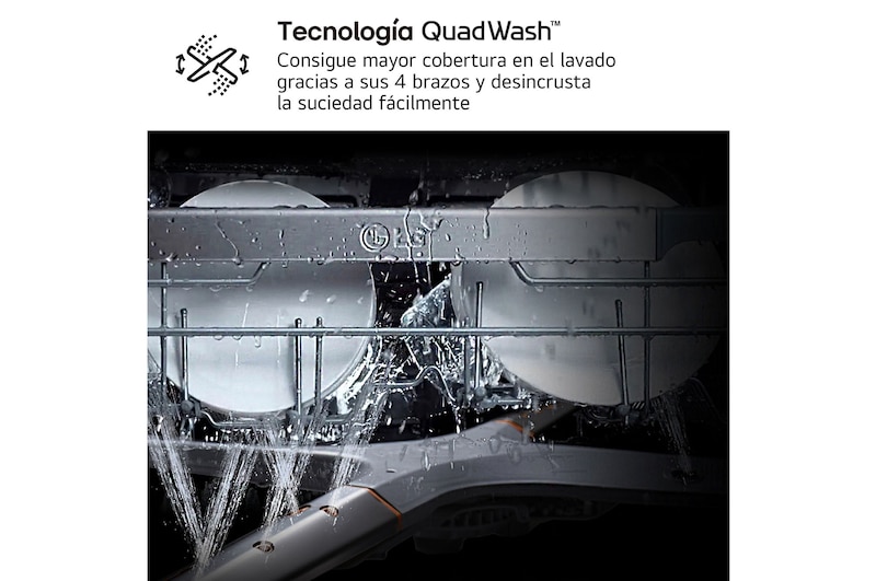 LG Outlet Lavavajillas Integrable, LG QuadWashᵀᴹ Steam, A, con lavado a vapor y tercera bandeja, DB375TXS.OUTLET