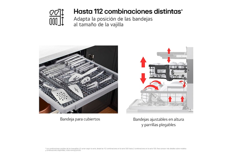 LG Outlet Lavavajillas Integrable, LG QuadWashᵀᴹ Steam, A, con lavado a vapor y tercera bandeja, DB375TXS.OUTLET