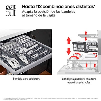 LG Outlet Lavavajillas Integrable, LG QuadWashᵀᴹ Steam, A, con lavado a vapor y tercera bandeja, DB375TXS.OUTLET