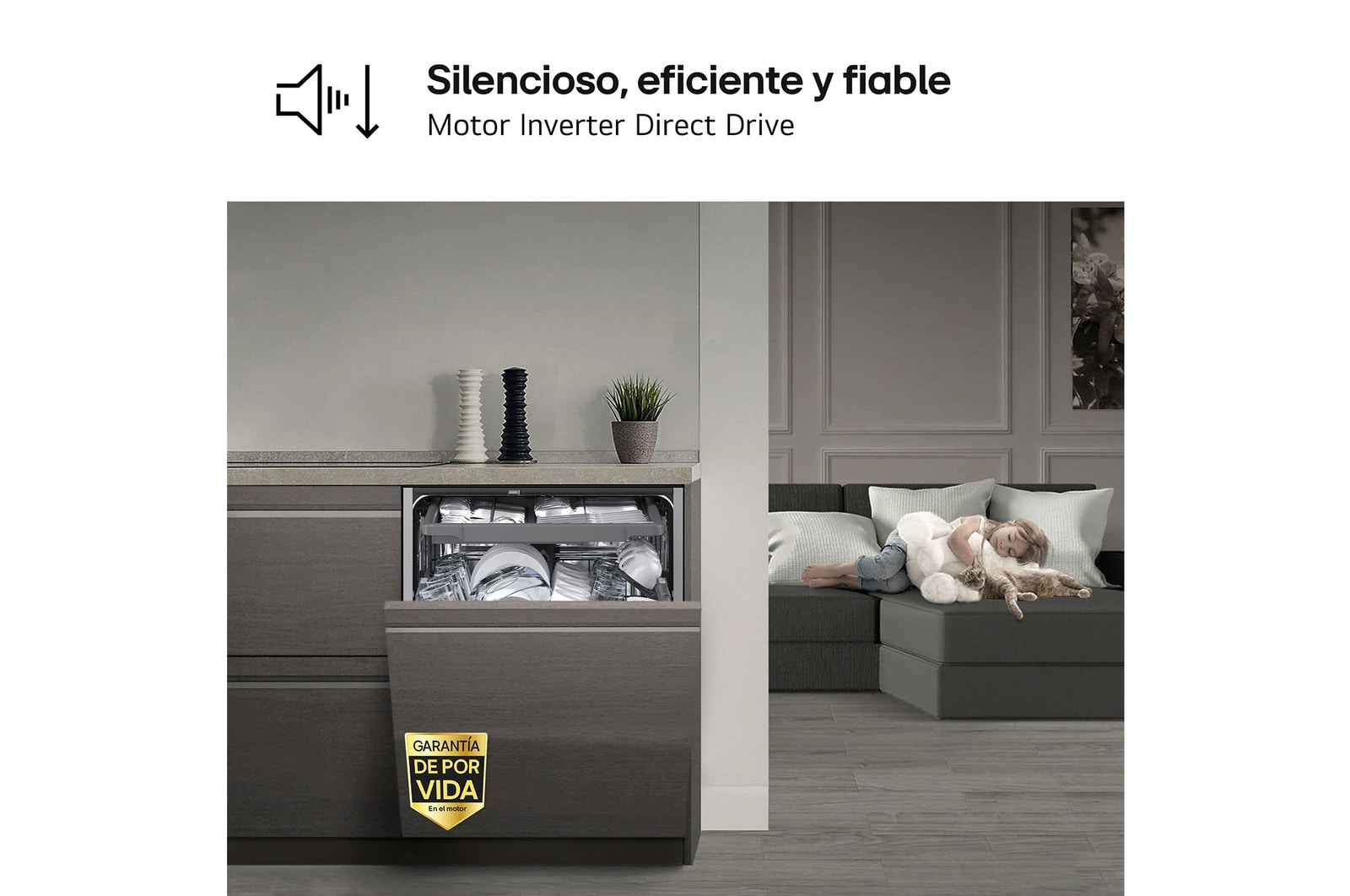 LG Outlet Lavavajillas Integrable, LG QuadWashᵀᴹ Steam, A, con lavado a vapor y tercera bandeja, DB375TXS.OUTLET