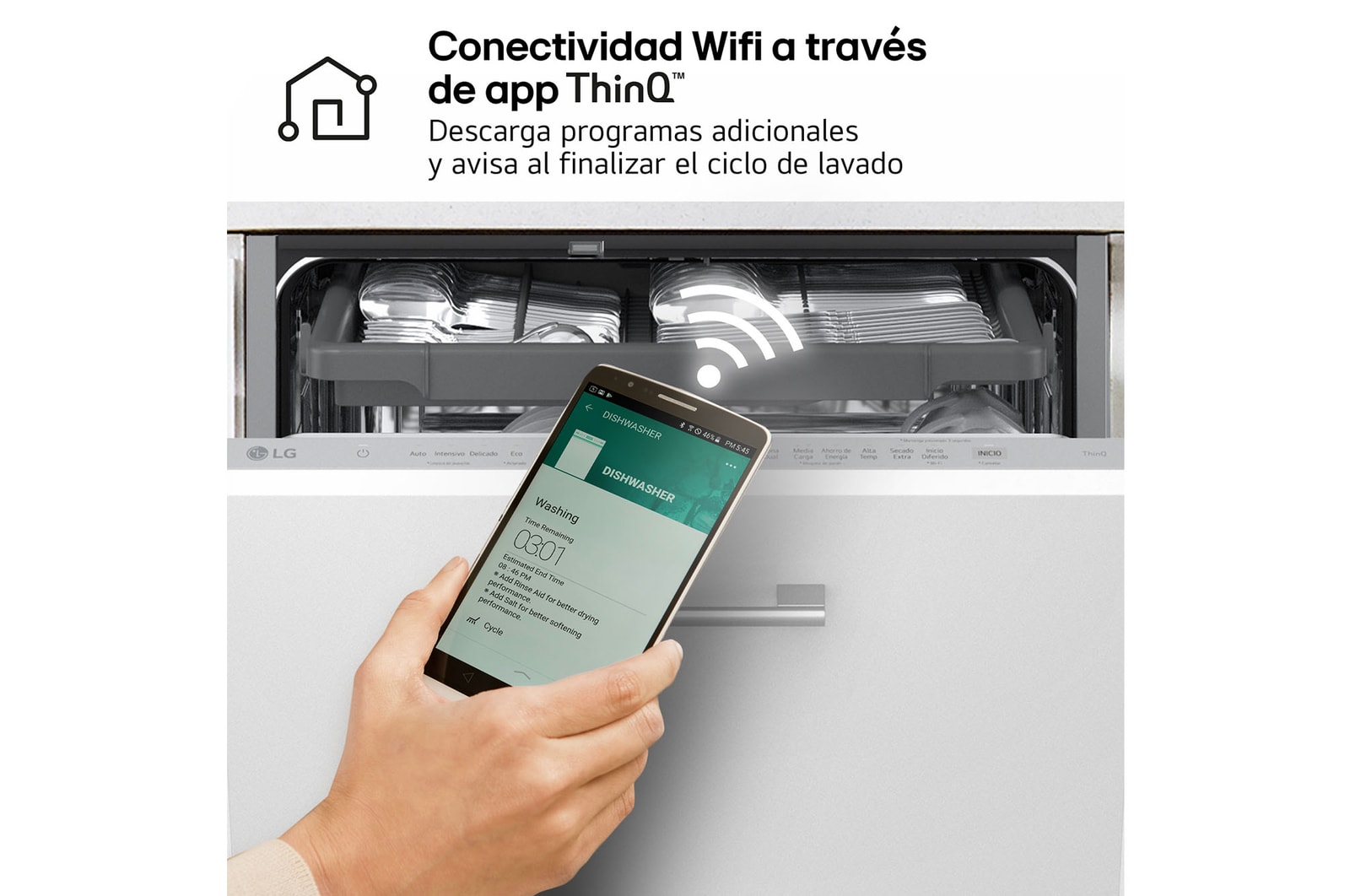 LG Outlet Lavavajillas Integrable, LG QuadWashᵀᴹ Steam, A, con lavado a vapor y tercera bandeja, DB375TXS.OUTLET