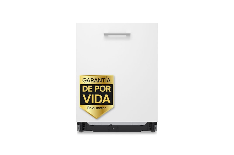 Vista frontal de Lavavajillas Integrable LG DB5976TXS, QuadWash TM TrueSteam TM ,  Un 20% más eficiente que A  con lavado a vapor y 3º bandeja, serie 500, DB597TXS