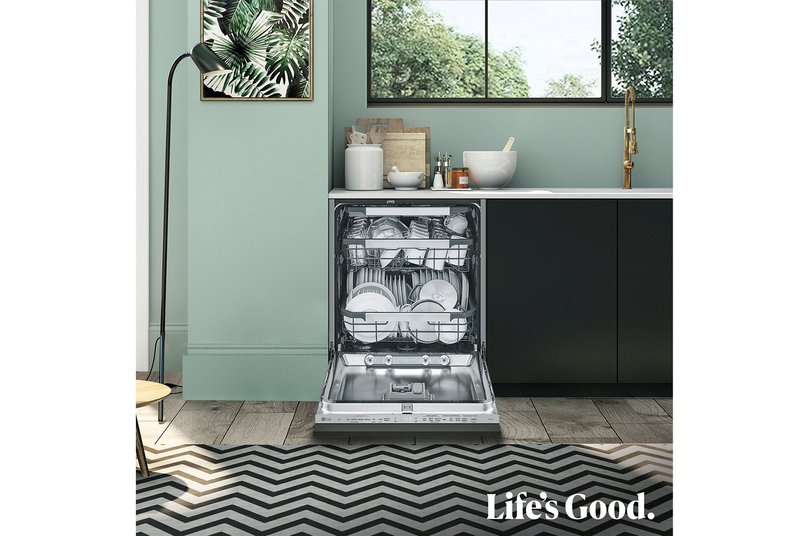 LG Lavavajillas Integrable LG DB5976TXS, QuadWash TM TrueSteam TM ,  Un 20% más eficiente que A  con lavado a vapor y 3º bandeja, serie 500, DB597TXS