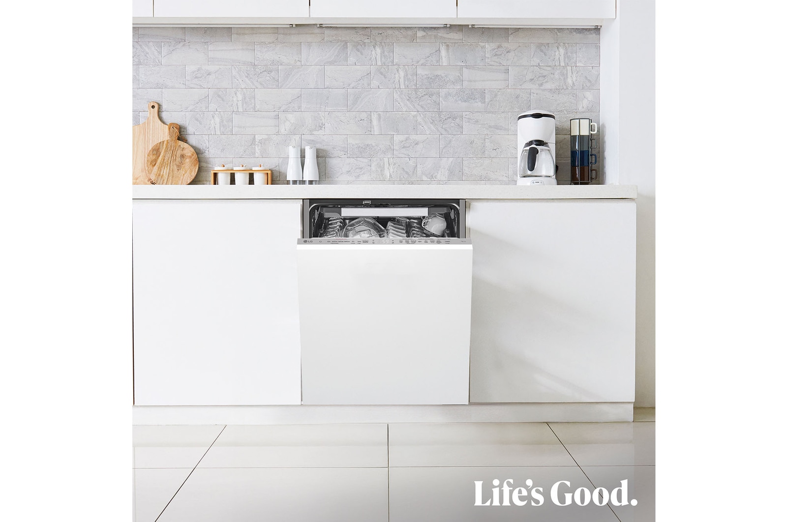 LG Lavavajillas Integrable LG DB5976TXS, QuadWash TM TrueSteam TM ,  Un 20% más eficiente que A  con lavado a vapor y 3º bandeja, serie 500, DB597TXS