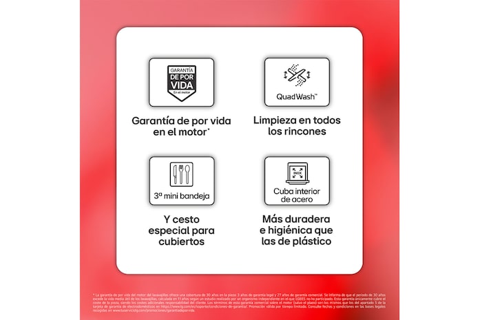 LG Lavavajillas LG QuadWashTM, Inox antihuellas , D, DF142FV